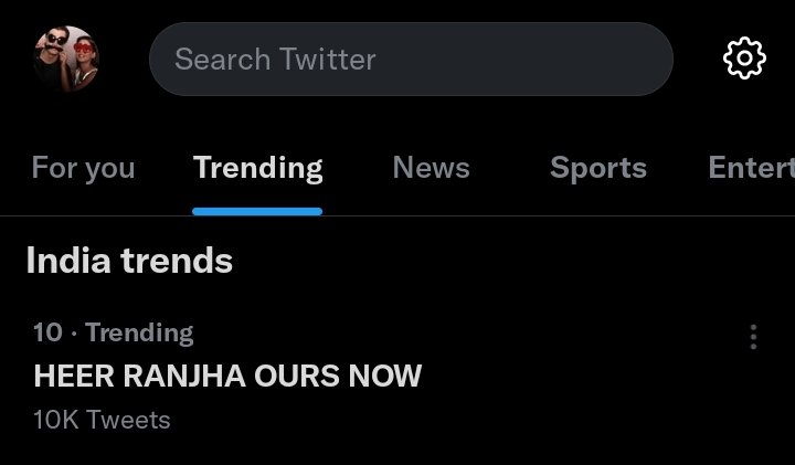 FanmilyShivin's tweet photo. Both hashtag and tagline are trending in India with 10k+ tweets♡

HEER RANJHA OURS NOW
#ShivangiJoshi #RohitKhandelwal https://t.co/o5QK8H5xDT