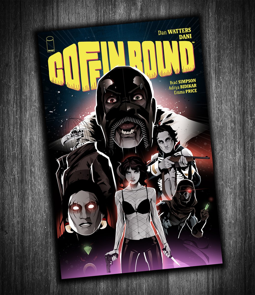 markreihill's tweet photo. #CoffinBound, (by dream team @DanPGWatters &amp; #DaniStrips) is one of the best series I've ever read. The character design, artwork and story is absolutely flawless! 

I felt compelled to do this piece when the book first dropped...
(I even did a mock-up with the branding) https://t.co/SFoCdtUbAZ