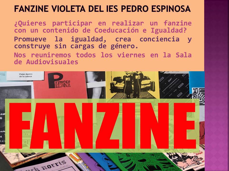 i_pedroespinosa's tweet photo. 📰¿Quieres participar en realizar un fanzine con un contenido de Coeducación e Igualdad?
🙋🏼‍♂️🙋🏻‍♀️Promueve la igualdad, crea conciencia y construye sin cargas de género.
🏘Nos reuniremos todos los viernes en el RECREO en la Sala de Audiovisuales.
☺️¡Te esperamos! https://t.co/Gc2G8KYFYj