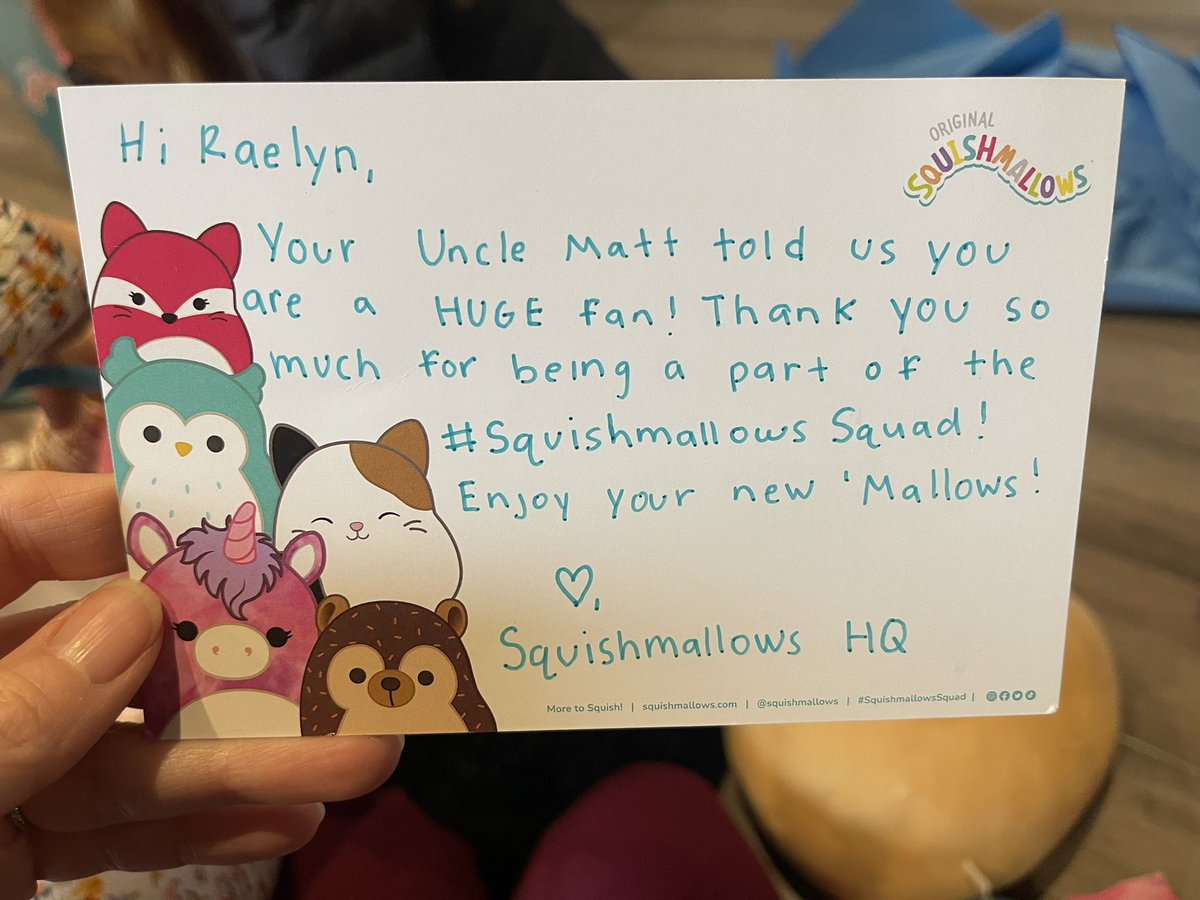 MattBGoldberg's tweet photo. The past few years have been rough on my family, the latest being my 4-year old niece being diagnosed w/ a brain tumor. My heart’s full after @JeremyCom &amp; the @squishmallows crew sent her a very generous care package w/ a heartfelt note.Words can’t describe how thankful we are.❤️ https://t.co/x3p8UFTsqp