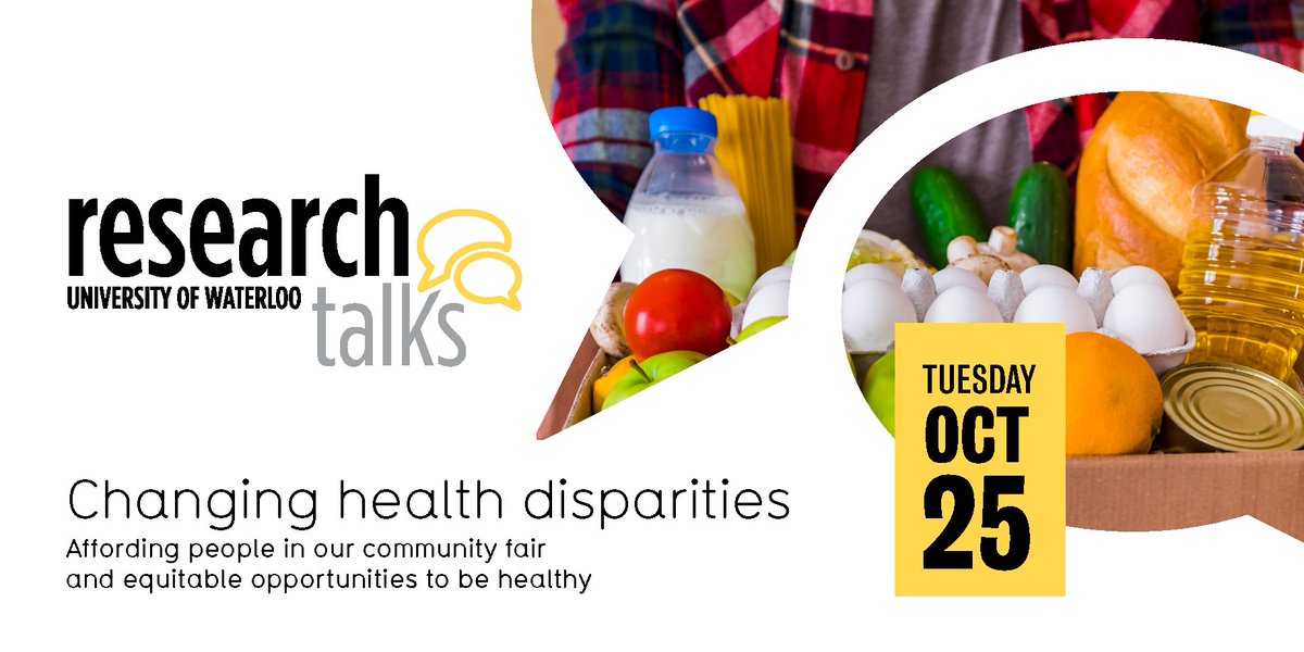 Have you ever wondered what factors influence our #health? Are you interested in learning about how health #inequities, such as #food and #housing #insecurity, can have a negative impact? Please join us at Research Talks on Oct. 25 to explore these issues. bit.ly/3nTFBOi