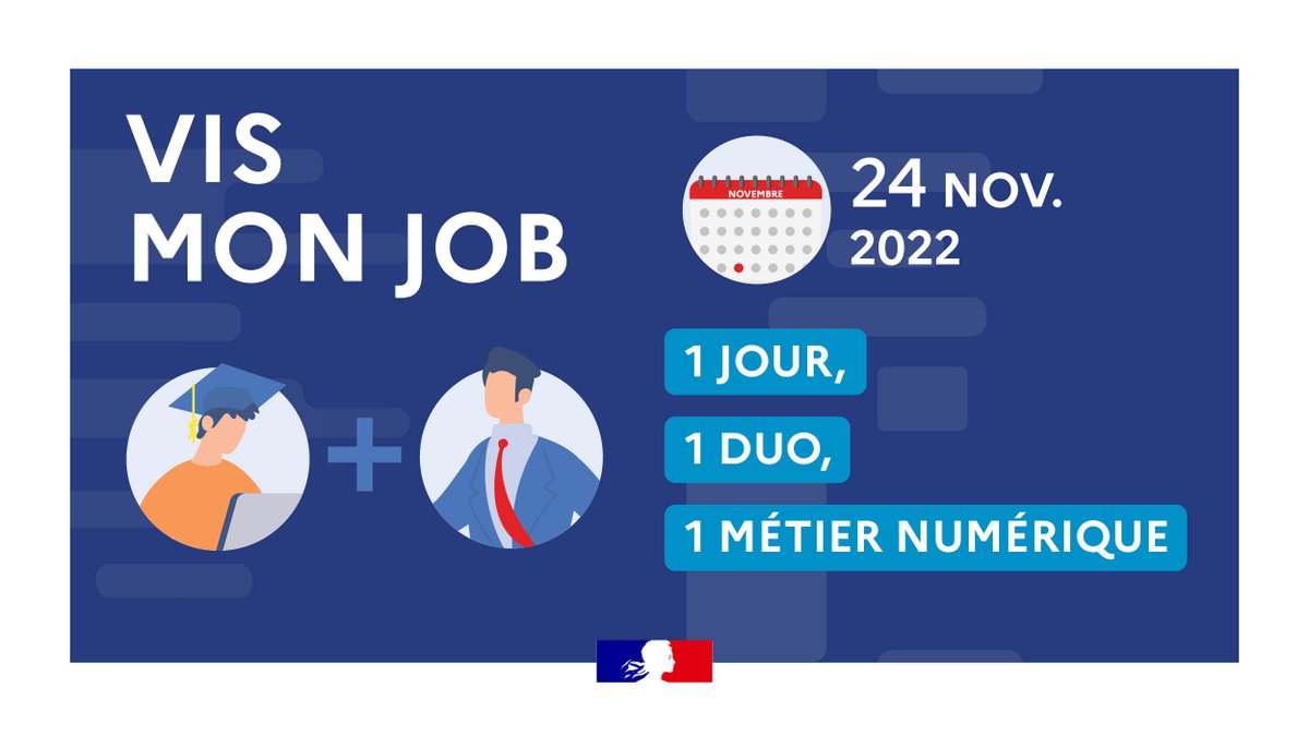 #VisMonJob | Étudiant/e dans le #numérique ?
Viens explorer la transformation numérique de l’État de l’intérieur en formant un duo, pendant une journée, avec l'un/e de ses professionnels.

📍 À Paris &amp; en région
🗓️ Le 24 novembre

Infos et inscriptions 👉 numerique.gouv.fr/agenda/vis-mon…