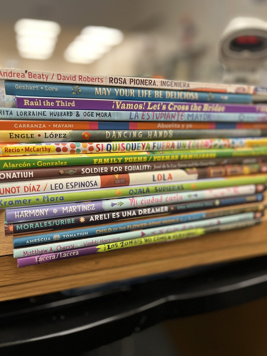 A lovely time to process new books when the covers/spines are this beautiful 😍 #kidlit #WeNeedDiverseBooks #BooksUniteUs #librarytwitter