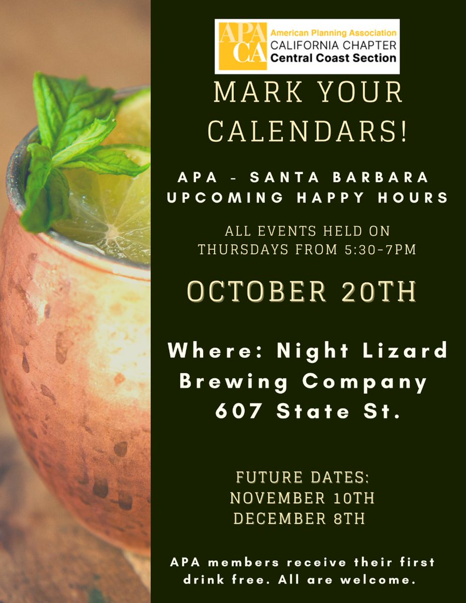 CentralCoastAPA's tweet photo. Join us Thursday for our November SB Happy Hour! https://t.co/iVd9UhX6ll
