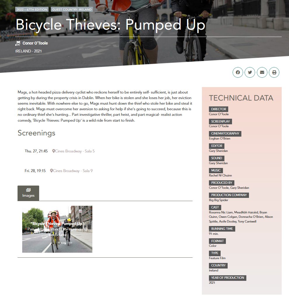 ConorOToole's tweet image. Excited to have @BikeThievesPU representing Ireland 2021 at @SEMINCI, if you're in Spain on the 27th/28th, CMON DOWN #BTPU also thanks, #IFIinternational seminci.es/en/peliculas/b…