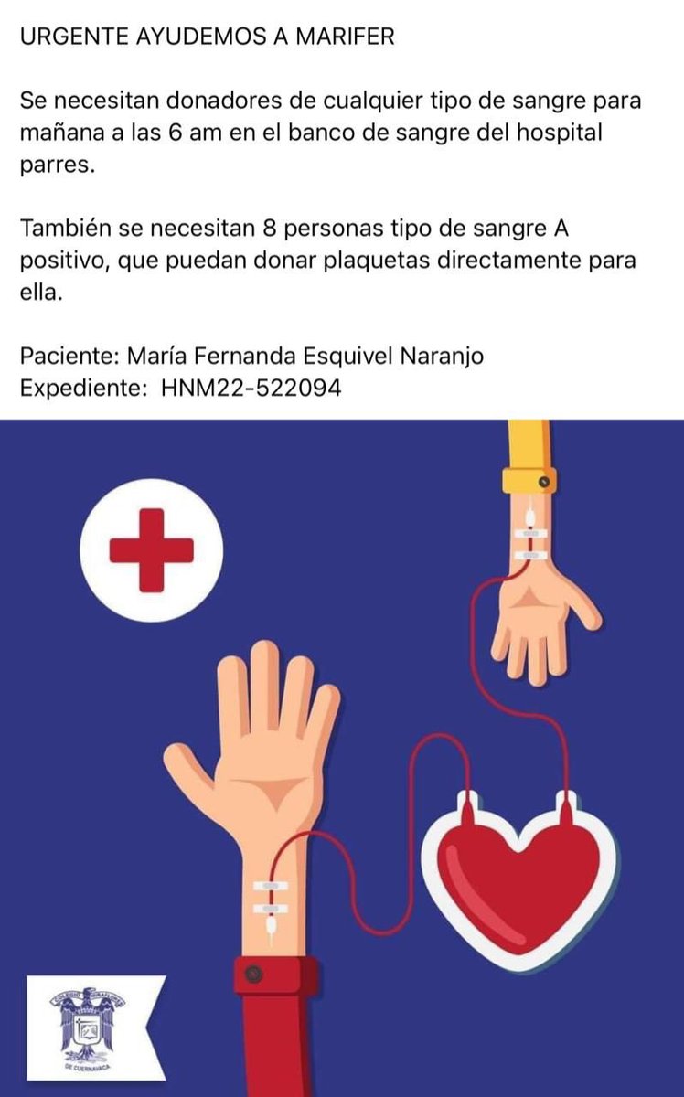 Christian Lara (@christian_lara) on Twitter photo Urgen donadores para MARIFER, tiene 7 años y nos necesita #AYUDAPARAMARIFER 🙏🏻🙏🏻 <a href="/DiariodeMorelos/">Diario de Morelos</a> @IMRyTv_Morelos <a href="/AztecaMorelos/">TV Azteca Morelos</a> #Morelos #Cuernavaca Urgen donadores para MARIFER, tiene 7 años y nos necesita #AYUDAPARAMARIFER 🙏🏻🙏🏻 <a href="/DiariodeMorelos/">Diario de Morelos</a> @IMRyTv_Morelos <a href="/AztecaMorelos/">TV Azteca Morelos</a> #Morelos #Cuernavaca