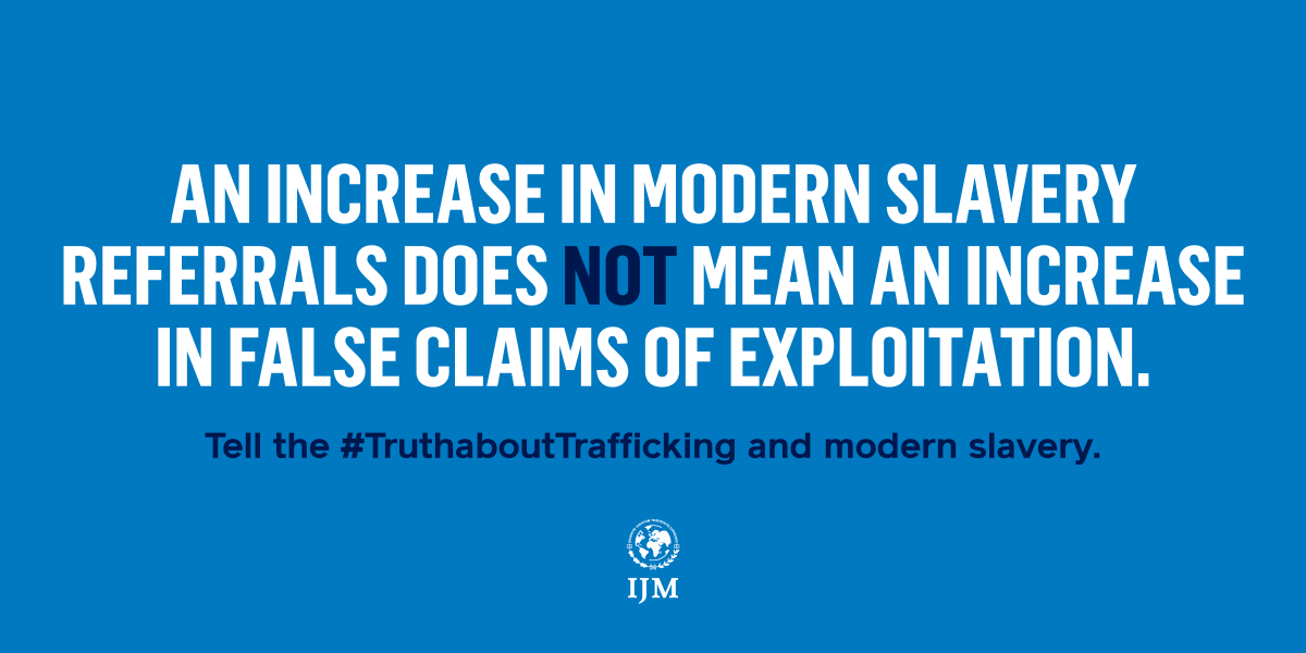 IJMUK's tweet photo. 5/ The rise in #modernslavery referrals is NOT because of abuse of the system - rather it is a result of increased identification of victims.  

#TruthaboutTrafficking https://t.co/Q5FS9puR6p