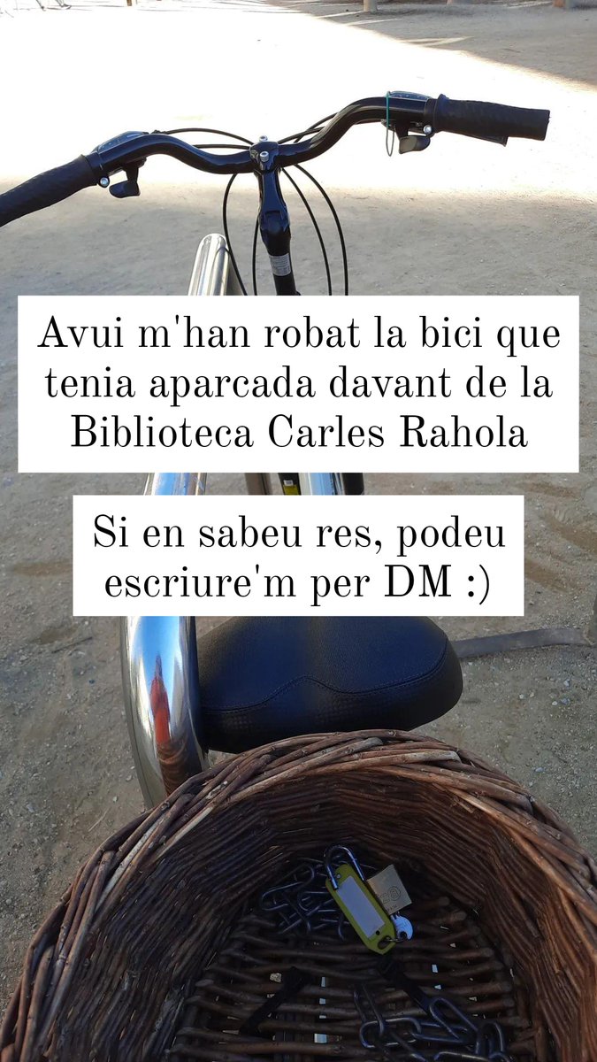 🚲Avui m'han robat la bici davant la Biblioteca Carles Rahola de Girona. A la foto no és veu gaire, però era un model Conor City 24v Mixta de color gris clar; portava una cistella de vímet al darrere i una enganxina de <a href="/moutenbici/">Mou-te en Bici</a> . Si algú la veu em pot escriure per DM :)