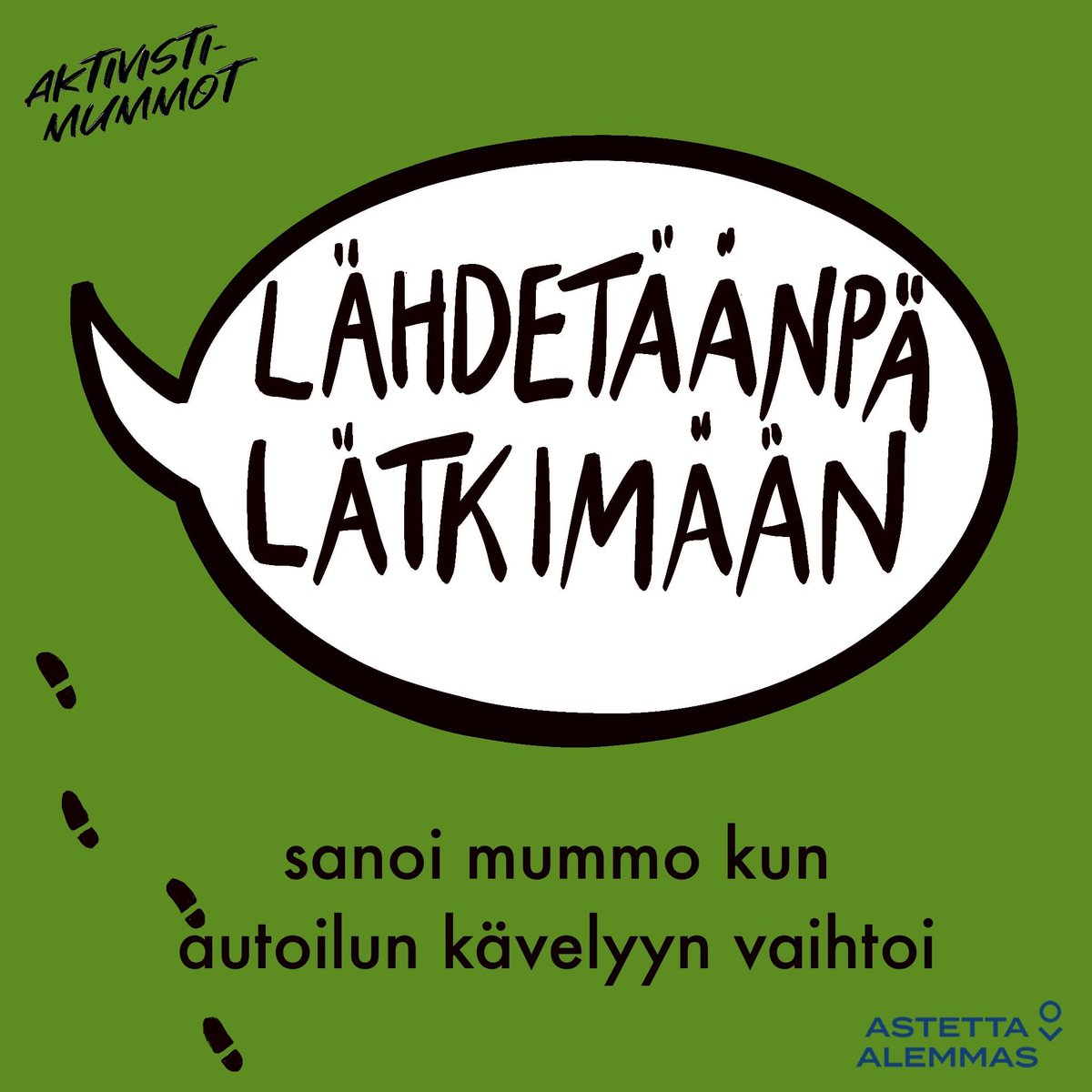 aktivistimummot's tweet photo. Kävely säästää energiaa ja on sitä paitsi terveellistä. Käytämme autoa usein tarpeettomasti lyhyilläkin matkoilla. Valtaosa automatkoistamme on tutkimusten mukaan vain 3-5 kilometrin pituisia. #astettaalemmaks #NytOnPakko https://t.co/B5SJmf9zsa