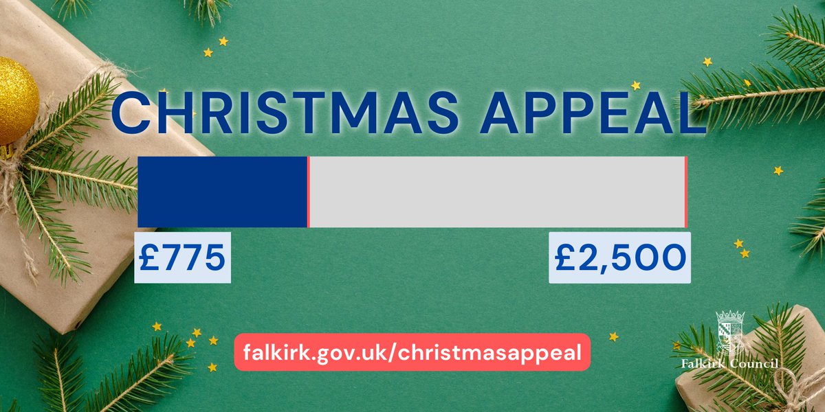 Thanks for all your donations so far 👏 We're at 31% of our goal for the Provost's Christmas Appeal. Money raised will help Falkirk kids & families in need this Christmas 🎅 For some, it may be the only gift they get. Can you spare a few £? Donate ➡️ justgiving.com/crowdfunding/p…