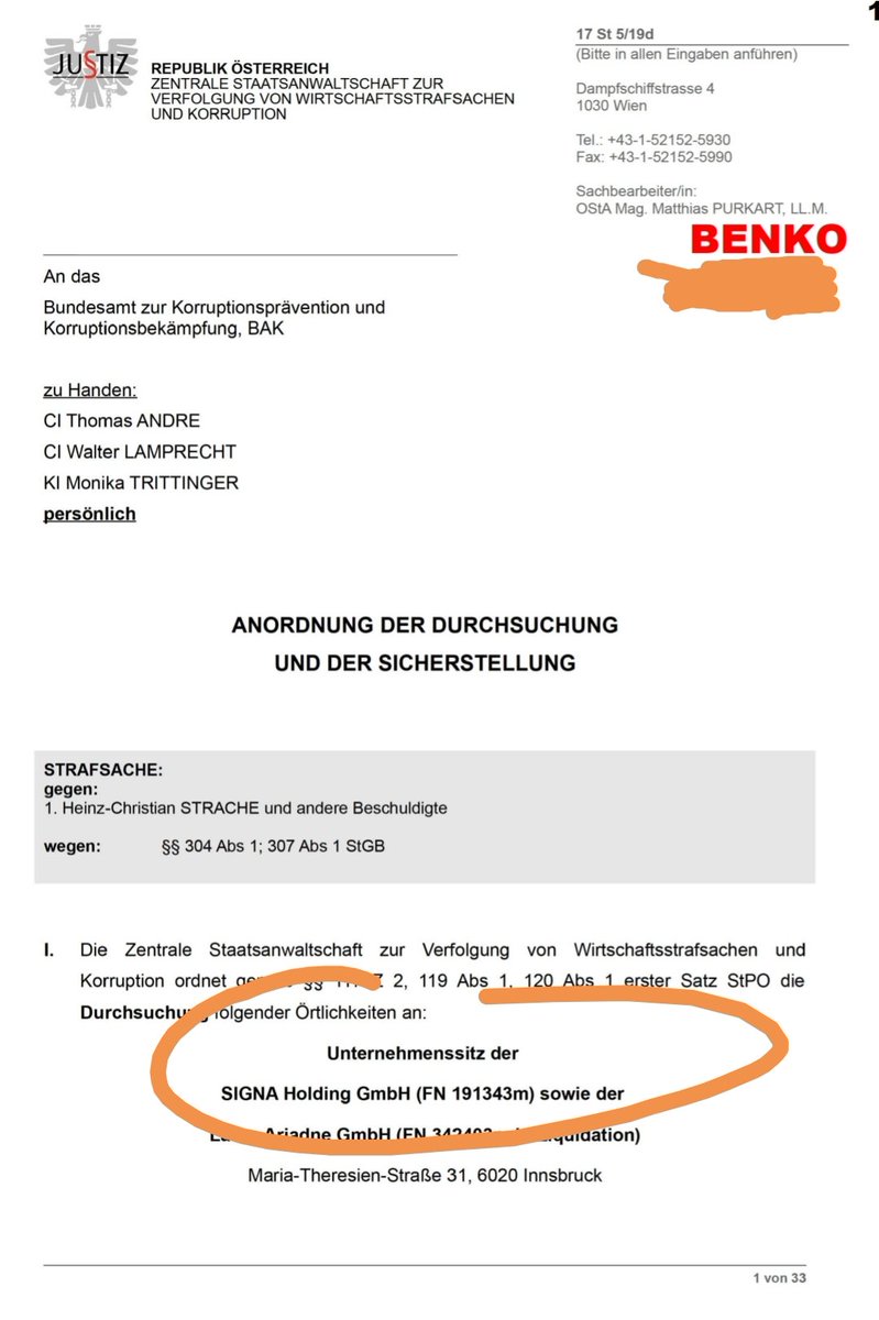 +++ BREAKING +++ Die Aussagen von Thomas Schmid sind atemberaubend. Was der in 15 Tagen alles ausgesagt hat - unbelievable! Die 33 Seiten Anordnung der Signa-Razzia liest sich wie ein Krimi: 'Tuchlaubenkomplex', 'Privatjets', etc. René Benko. Muss. Sich. Warm. Anziehen. 💥