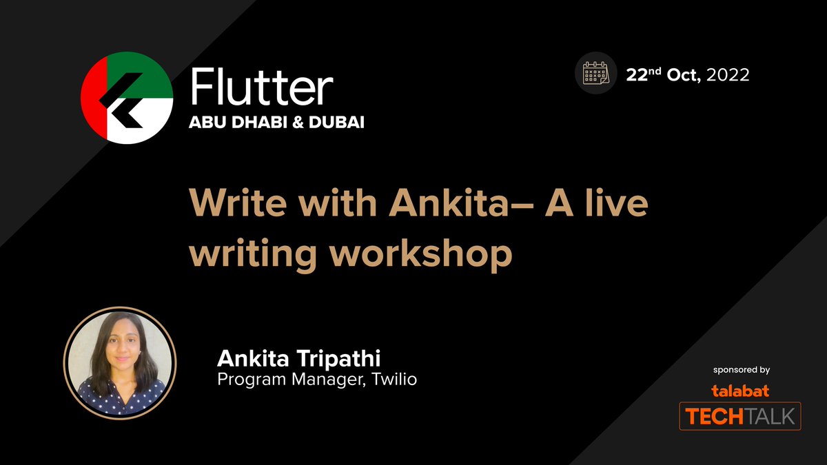 Flutter_AD's tweet photo. β¨ Speaker Announcement β¨
Come and join the "Write with Ankita" workshop!! π€©
In this workshop, @ankitatr_ will explain how to structure your content, and common mistakes, write concisely and embrace tech details. ππ¦πͺ
#FlutterAD #FlutterUAE #Flutter #AbuDhabi #Dubai https://t.co/sqGa7TpCpy