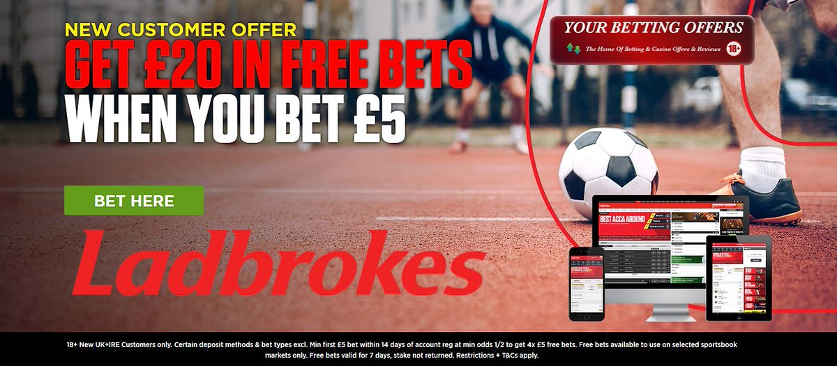 Betting_Offers2's tweet image. Betting With Ladbrokes
The Biggest British Betting Company

1. Deposit £5
2. Bet £5 On Any Sports Market
3. Get 4x £5 Free Bets

Ladbrokes Link
mediaserver.entainpartners.com/renderBanner.d…

.
18+T&amp;amp;Cs BeAwear
#BHAFOR #NFL #EPL #football #GamblingTwitter
#sportsbetting #PremierLeague #CRYWOL #wol .8