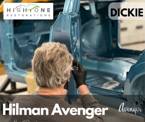 THE AVENGER IS PAINTED!  Dickie is fitting up Avenger doors this afternoon - going to be the best Avenger in the WORLD! #classiccar #classiccars #hillmanavenger #hillman #hillmanavenger_club