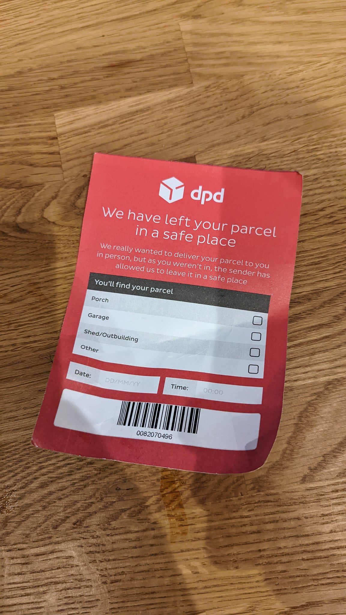 Alex Micu on Twitter "This is the card that DPD left https//t.co