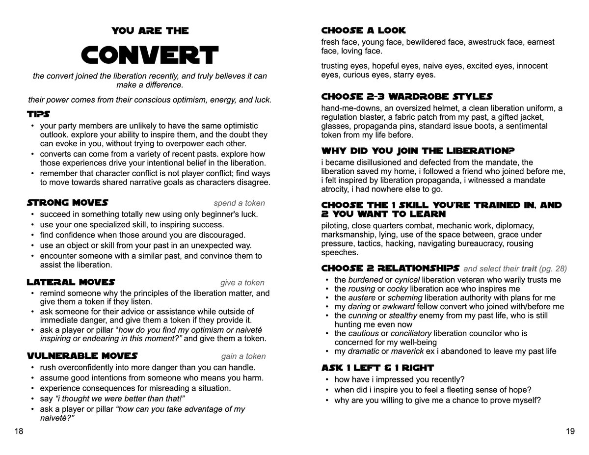 jessfromonline's tweet photo. fan of nemik? (correct, good.) if so, you might like THE CONVERT playbook for my Rogue One-inspired TTRPG going rogue 2e: https://t.co/FMueJFoA8B
it was inspired by bodhi rook but looking at the moves (and checking off #Andor moments) i'm SO proud how it holds up for nemik #gr2e https://t.co/h7m6XEayFk