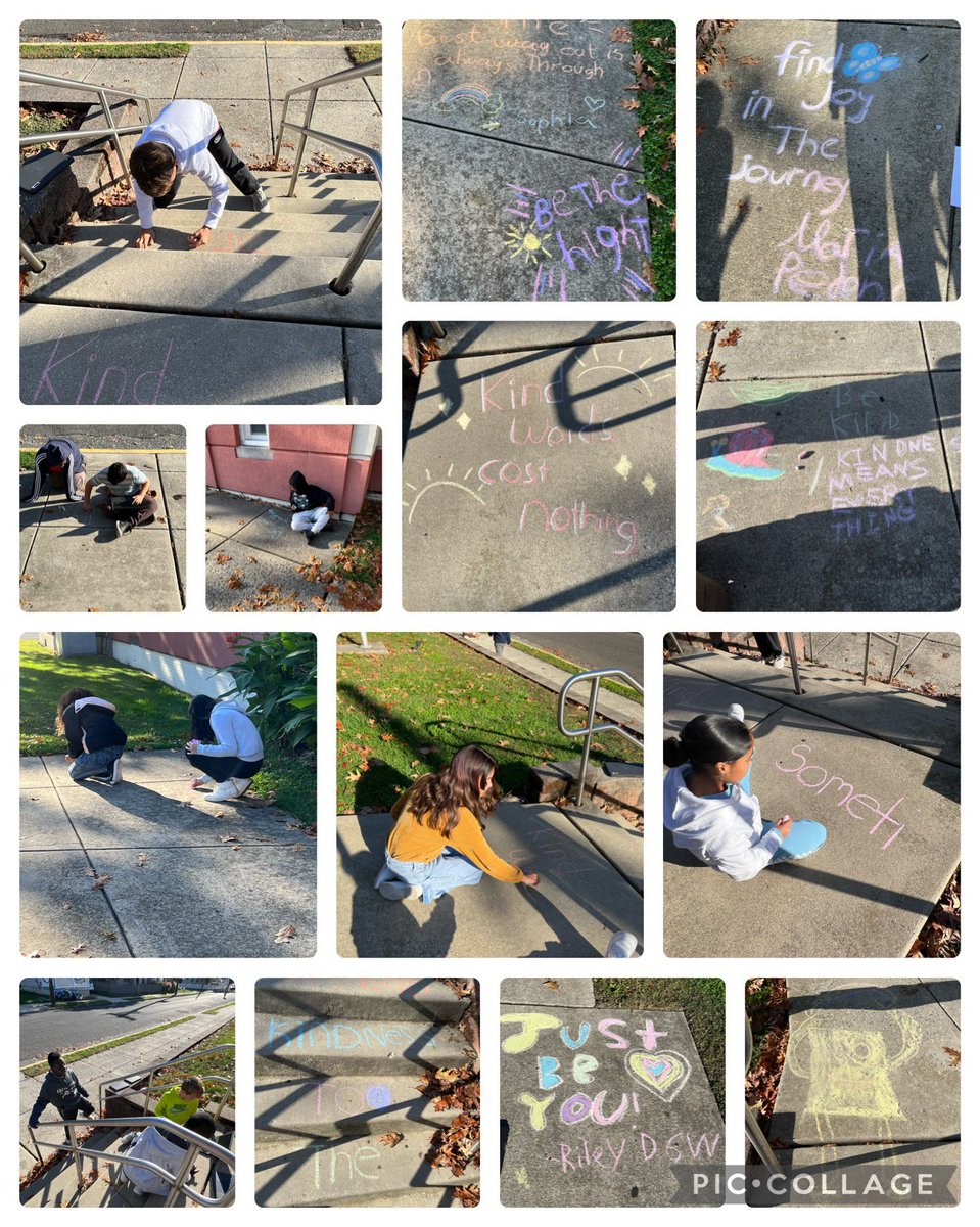 Miss_Mader's tweet photo. Today we wrote inspirational chalk art to make our peers smile! ☺️ https://t.co/WeB7vgFAvf