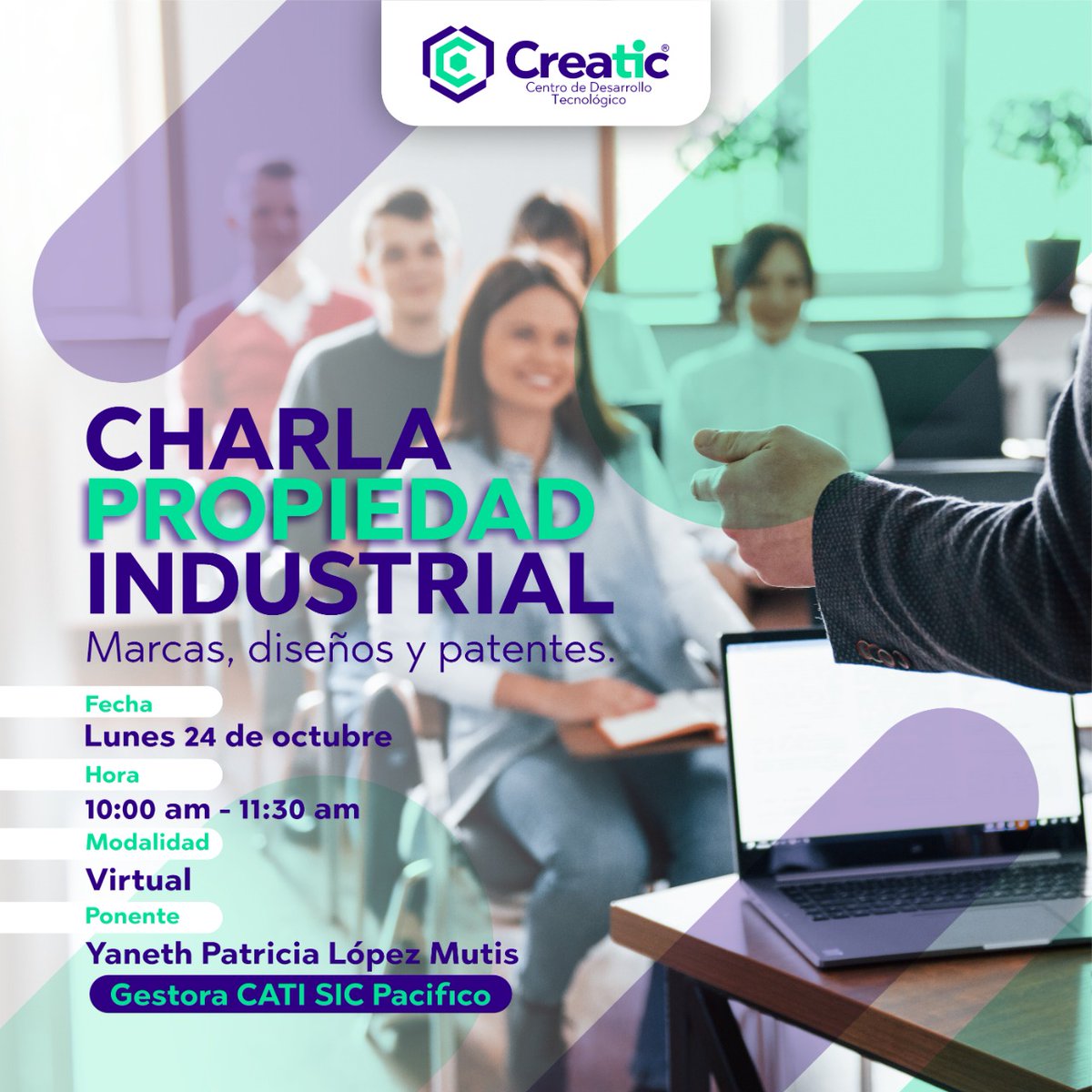CdtCreatic's tweet photo. ¡Inscríbete y asiste! a la charla sobre propiedad industrial y potencializa tus marcas, diseños y patentes empresariales.
#cdtcreatic #creatic #emprendimiento #marca #patente https://t.co/zjrIUQ2qlI