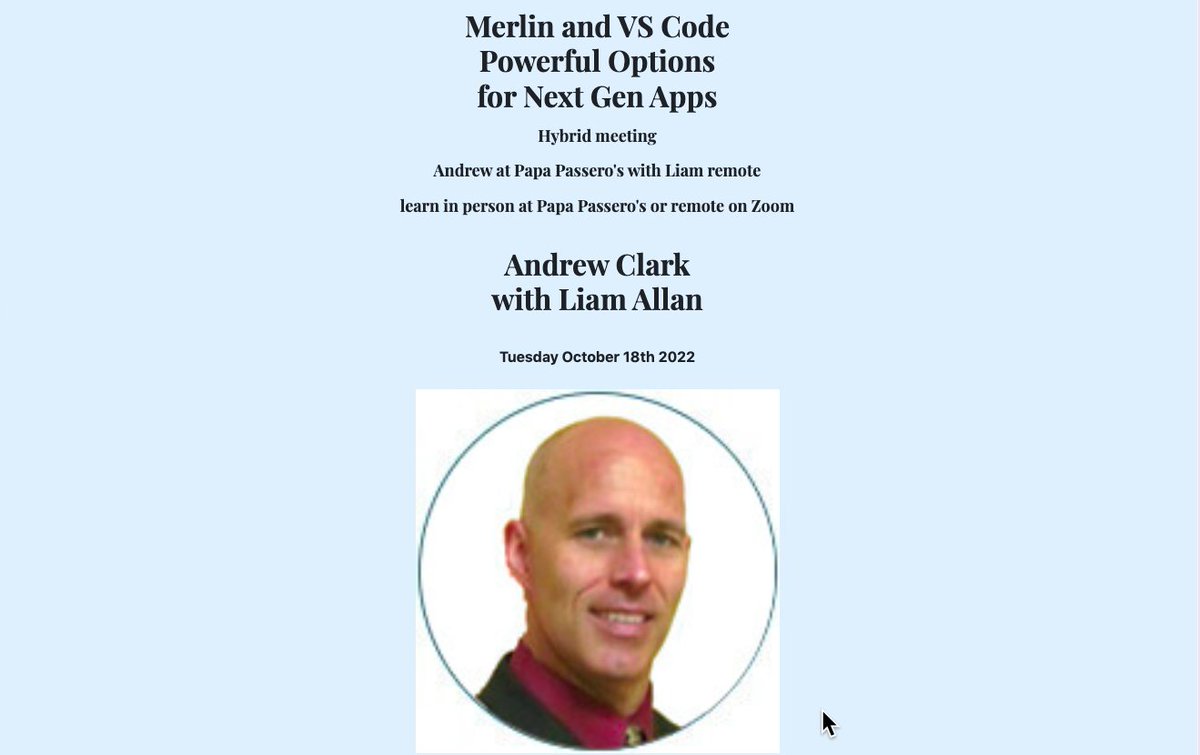 Learn Tonight! 

Andrew Clark and Liam Allan present "Merlin and VS Code - Powerful Options for Next Gen Apps" at Omni October Hybrid Meeting - at Papa Passero's or remote on Zoom!

Get Details &amp; Register Now...
    omniuser.org

#ibm_i #ibmi #devops #merlin #vscode