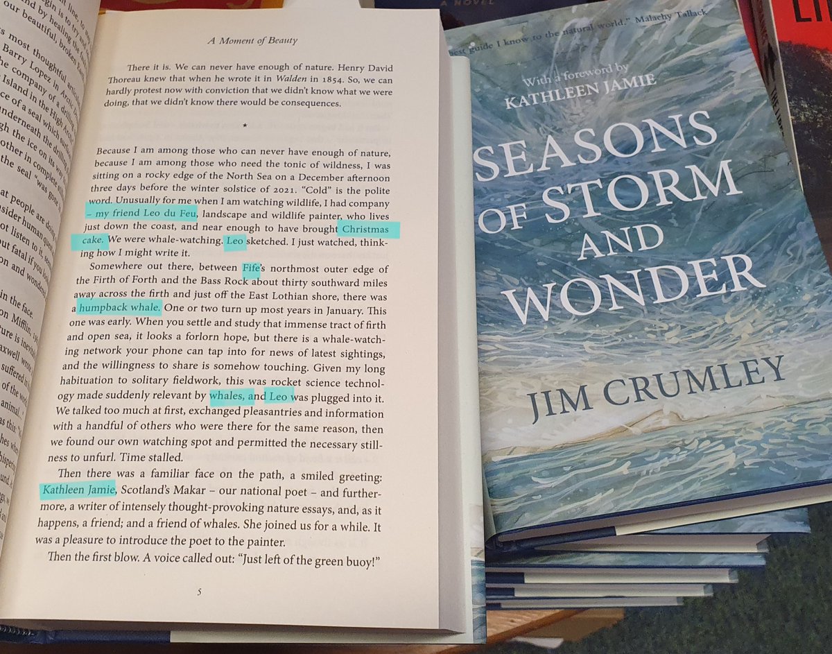 #JimCrumley's #FourSeasons are now combined in this lovely hardback from @SarabandBooks which I saw today in @Furtherfrom #indiebookshop #Linlithgow. & there in the intro.😍😍.. Spelled right and everything! Alongside @KathleenJamie! Thank you Jim 😁😁😁😉 . #whale #climatecrisis