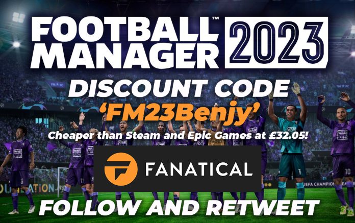 🚨#FM23 GIVEAWAY TIME🚨 In association with @Fanatical How to enter: ➡️Follow Me ✅ ➡️Retweet this tweet✅ Winner announced the evening of the #FM23 Beta releasing, good luck! Or purchase now with code 'FM23Benjy' cheaper than Steam/Epic here: fanatical.com/en/game/footba… #ad