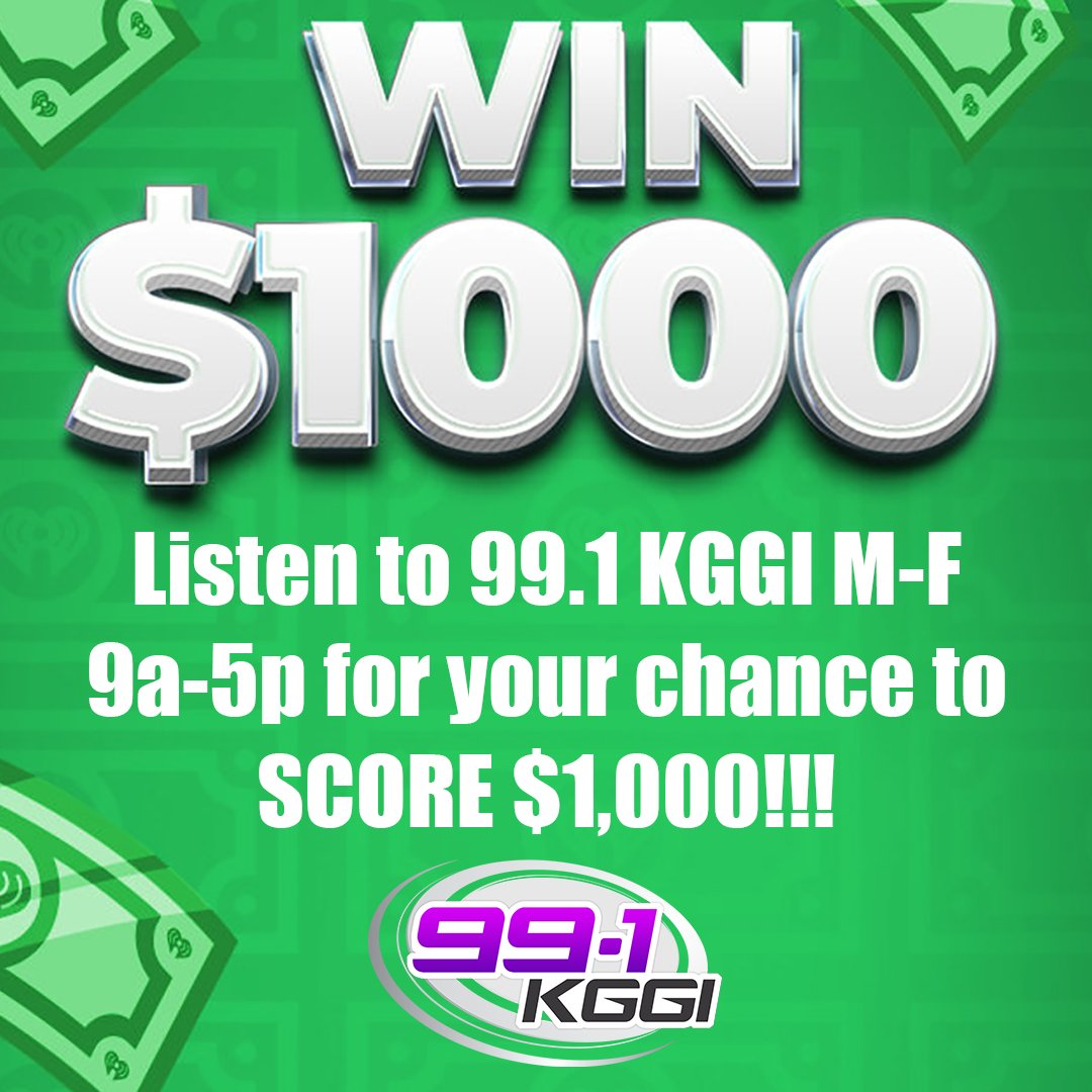 991KGGI's tweet photo. 99.1 KGGI wants to #DeleteYourDebt! We know those bills are piling up and we are here to help! We are deleting your debt M-F with $1,000 every hour! Listen for the keyword from 9a-5p, then enter that keyword on our website at https://t.co/HpgVsAxHhP for your chance to win! https://t.co/hyXoTq5ZsX