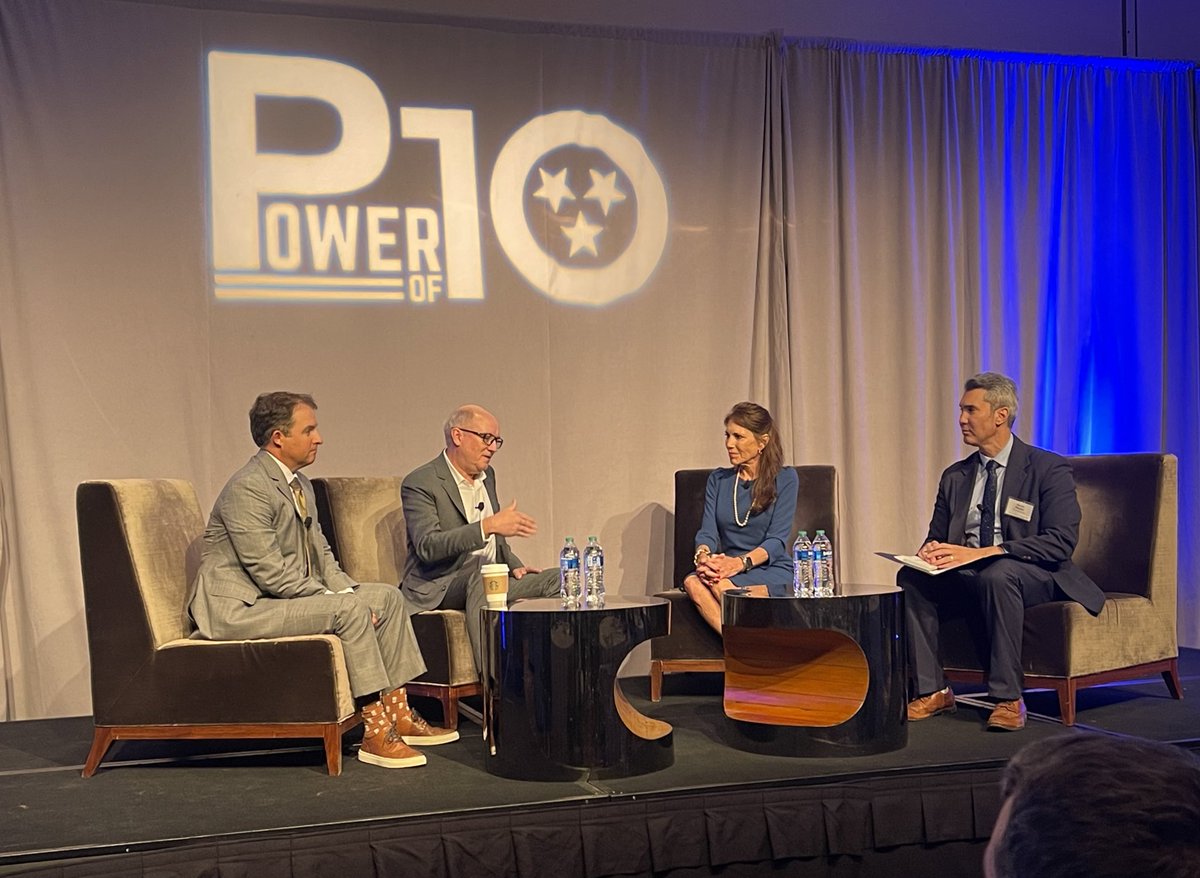 Mayor Rick Bell replies to David Plazas’ (far right) question as Mayor Shane McFarland and Mayor Paige Brown listen. The discussion ‘leading to great places’ provides insight to smart growth. @crtomorrow #poweroften #powerof10