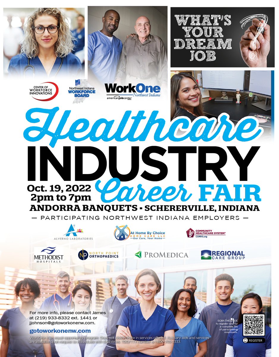 CampagnaAcademy's tweet photo. Join us at the @WorkOne_NWI Healthcare Industry Career Fair tomorrow 10/19 from 2-7pm. We have several openings to fill for nurses, clinical therapists and direct care positions. #nowhiring #joinourteam https://t.co/28wk7TrNKe