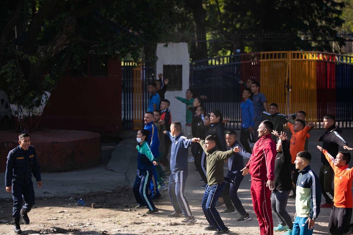 prabinranabhat's tweet photo. Nepalese temporary police (म्यादी प्रहरी) attend  their training for upcoming Nepalese General elections scheduled for November 21 at the Nepal police range in #Kathmandu , #Nepal on 18 October 2022.
 #nepalpolice #maydi #prabinranabhat #photojournlaist #journalist  #election2079 https://t.co/Hu6AruVj8n
