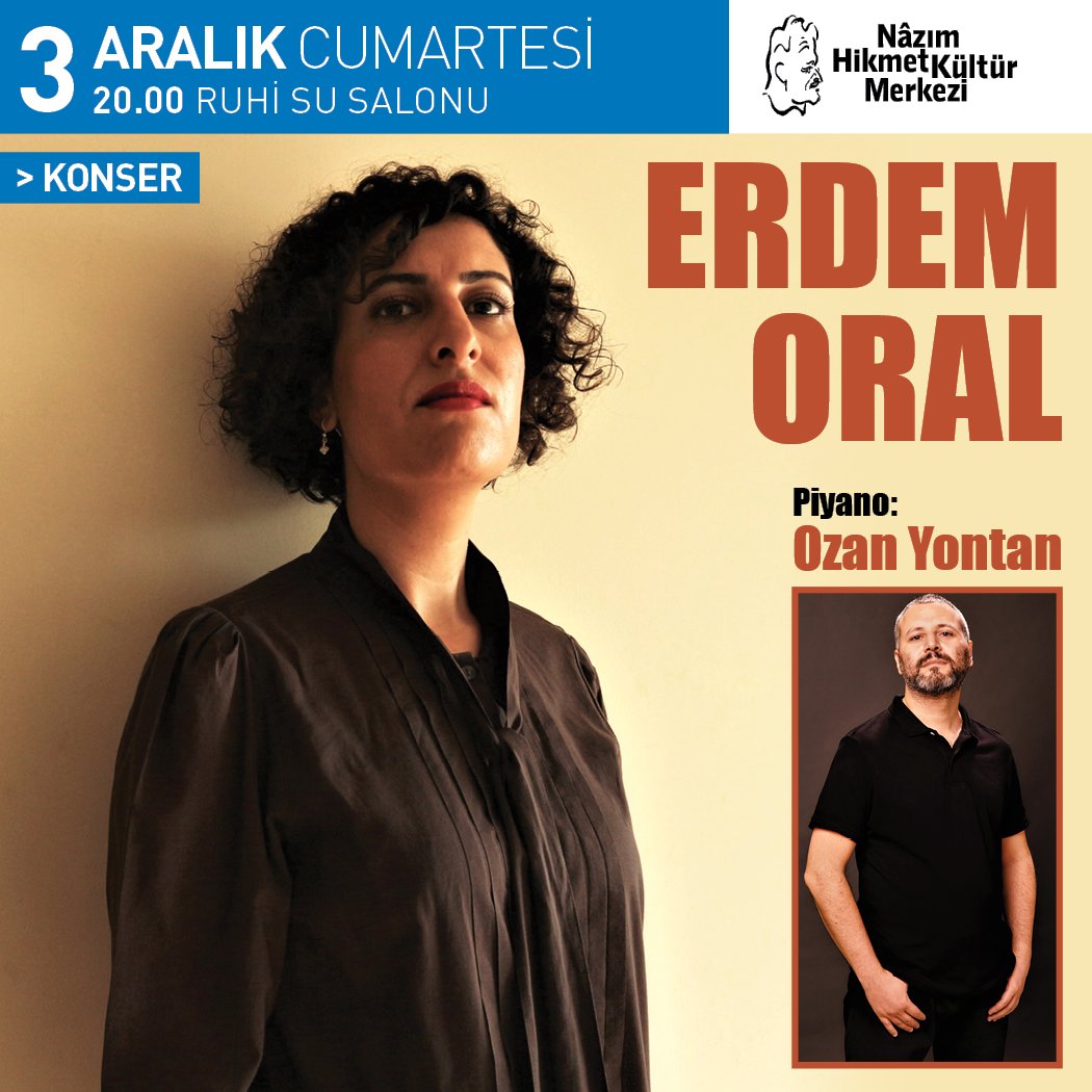 Sanatçı Erdem Oral, piyanoda Ozan Yontan’ın eşlik edeceği ve repertuvarında farklı türlerde eserlerden oluşan konser ile 3 Aralık Cumartesi saat 20:00’de NHKM sahnesinde müzikseverlerle buluşacak. Bilet için: nhkm.org.tr/etkinlikler/ko… #erdemoral #ozanyontan #müzik #nhkm #kadıköy