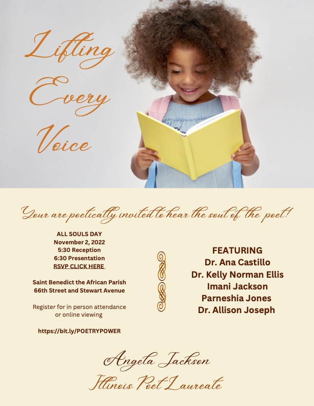LiteraryAngela's tweet photo. I am so excited about my upcoming event. I am bringing a few great poets - great women poets of color - for what is sure to be an exquisite evening of poetry. 
Please come and join us on November 2 at St. Benedict the African (66th and Stewart). https://t.co/jMTUvuOFr1