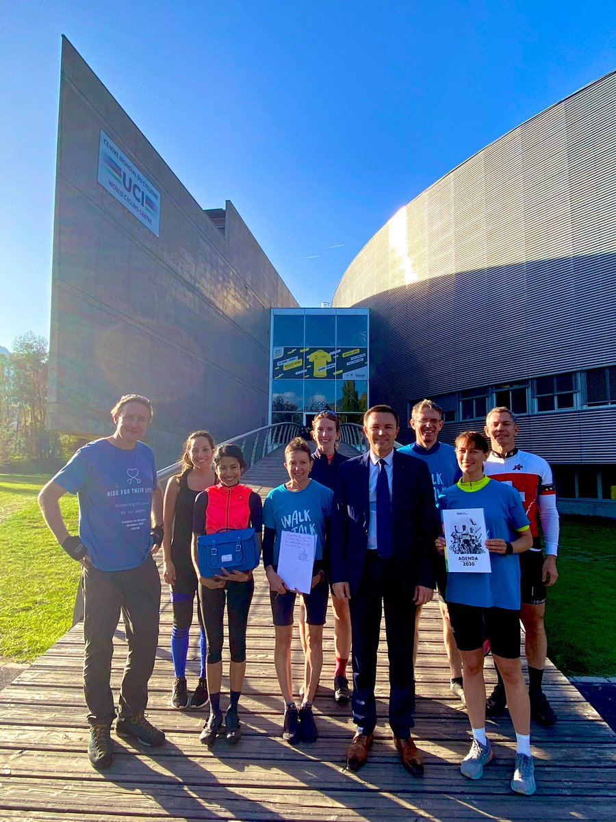 Thank you to the <a href="/_RFTL/">hehe</a> team for stopping by the <a href="/WCC_cycling/">World Cycling Centre</a> in Aigle as part of their 1500km ride from Geneva to Naples, to raise awareness of the effects of climate change on public health prior to <a href="/COP27P/">COP27</a> 🚴🏻‍♀️🚴🚴🏻‍♀️🚴