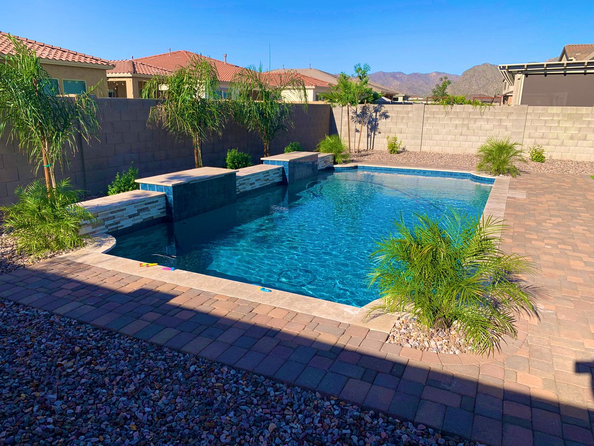 calpool's tweet image. Desert Oasis Activated ✅

#tuesdayvibe #TuesdayMotivaton #azbackyarddesign #azpoolbuilder #azoutdoorliving