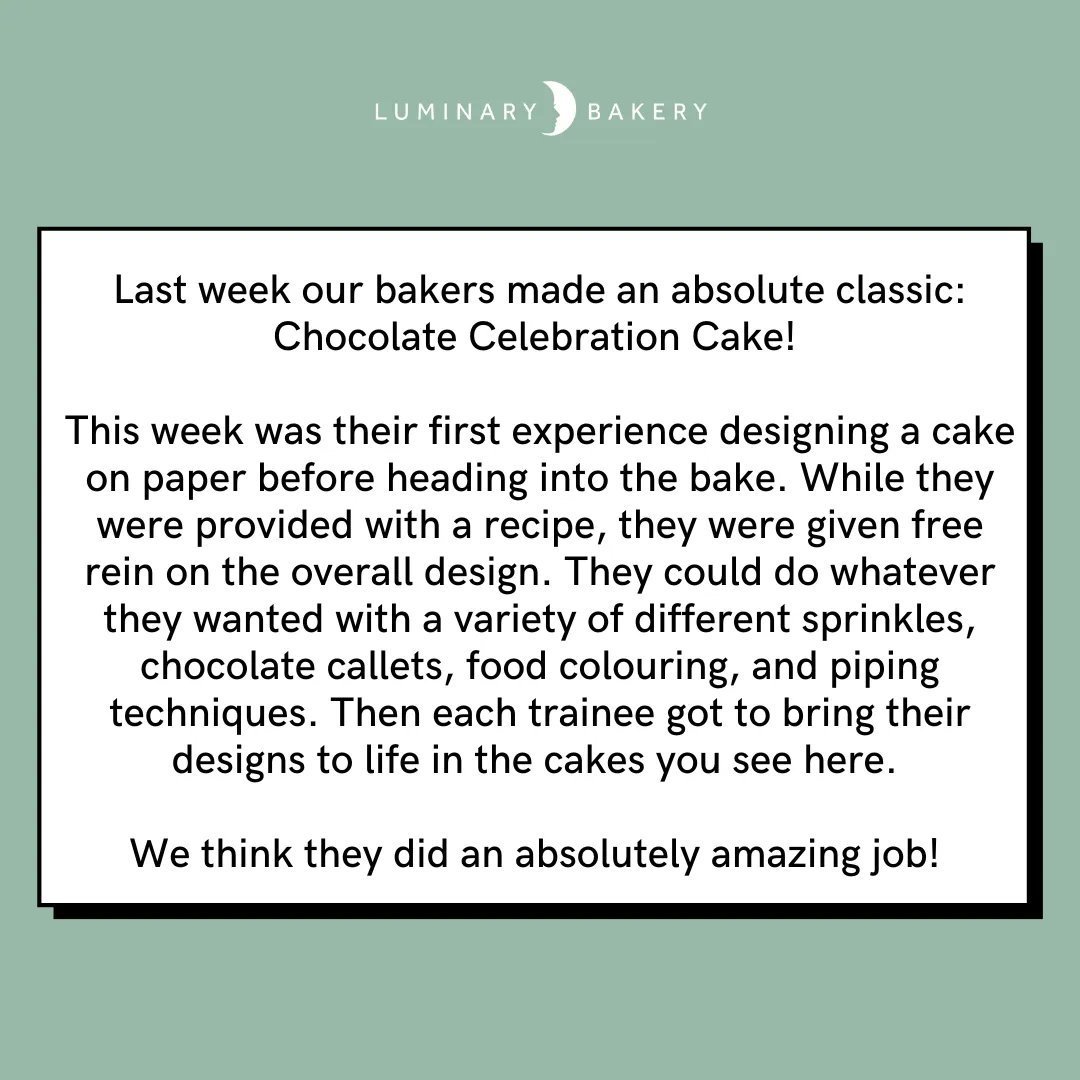 LuminaryBakery's tweet image. Last week on the #LuminaryEmployabilityCourse the bakers made an absolute classic: Chocolate Celebration Cake! 🎂🍫🎉

To learn more &amp;amp; support our work with women from disadvantaged backgrounds, click here: buff.ly/3euGt6z