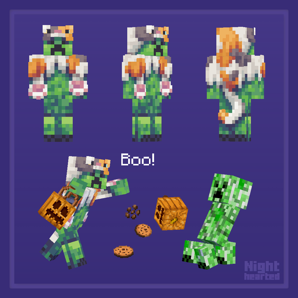 NightheartedMC's tweet photo. In Creeperville, this is the scariest costume!

#FeatureMeMinecraft https://t.co/uQ9JMwGggc