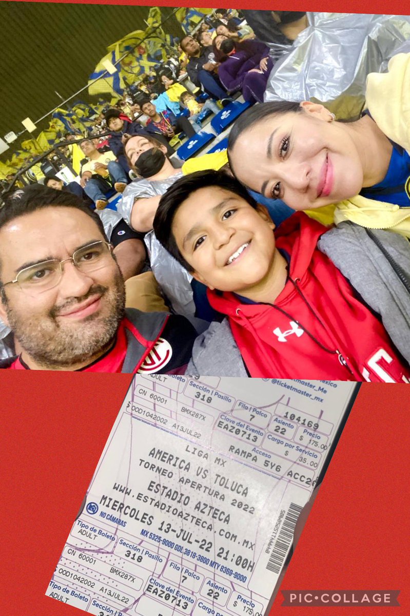 richielop's tweet photo. @TolucaFC @RoshfransMX @dipacemilio @jorg3008 el partido se jugó el 13 de julio, en la jornada 3, fuimos al azteca a apoyar a mi @TolucaFC, aunque mi esposa le va al America, mi hijo es diablo de corazón. #RoshfransEnLaCancha #ElRojoesTodo #TuMismaSangre. Vamos por el pase a semifinales!! Si se puede!! https://t.co/GumkzspzQw