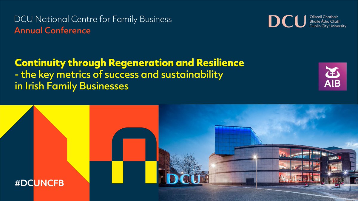 DCUNCFB's tweet photo. Continuity through Regeneration and Resilience - the key metrics of success and sustainability in Irish Family Businesses @DCUNCFB Annual Conference speakers from @Glenisk @MountCharles_ &amp; General Paints Ltd tell their family stories. Book your place: 
 https://t.co/wtXO7VEFEj https://t.co/yVYVy7CvvC