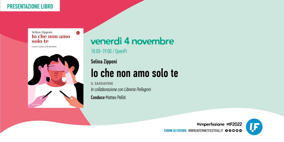 🔵 IO CHE NON AMO SOLO TE (<a href="/ilSaggiatoreEd/">ilSaggiatore</a>) di <a href="/selinazipponi/">selina zipponi</a> 
🗓 Venerdì 4/11 | 18:00-19:00 
📍 OpenPi 
🗣 <a href="/coltisbagli/">Matteo Pelliti</a> intervista Selina Zipponi, in collaborazione con <a href="/InfoLIBRERIA/">LIBRERIA PELLEGRINI</a> Pellegrini 

Tutti i dettagli al link: bit.ly/3s9XtGQ