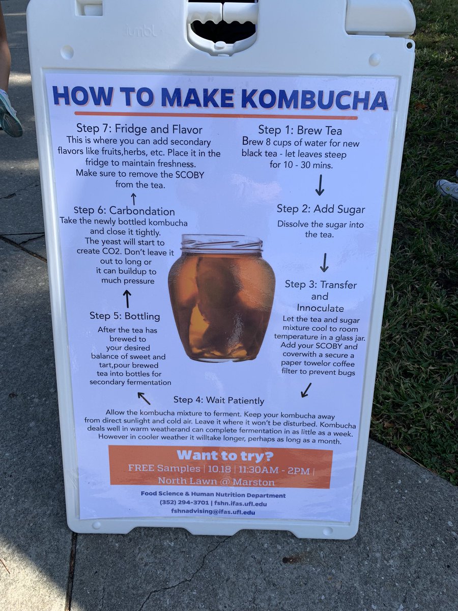 UF_FSHN's tweet photo. #FoodWeek Day 2 continues with a refreshing beverage. Meet @UF_FSHN on the lawn by @fieldandforkuf #Pantry for a sample of kombucha 11:30 - 2:00. #mint #Hibiscus #CoconutLavender https://t.co/A3g3gDblCO