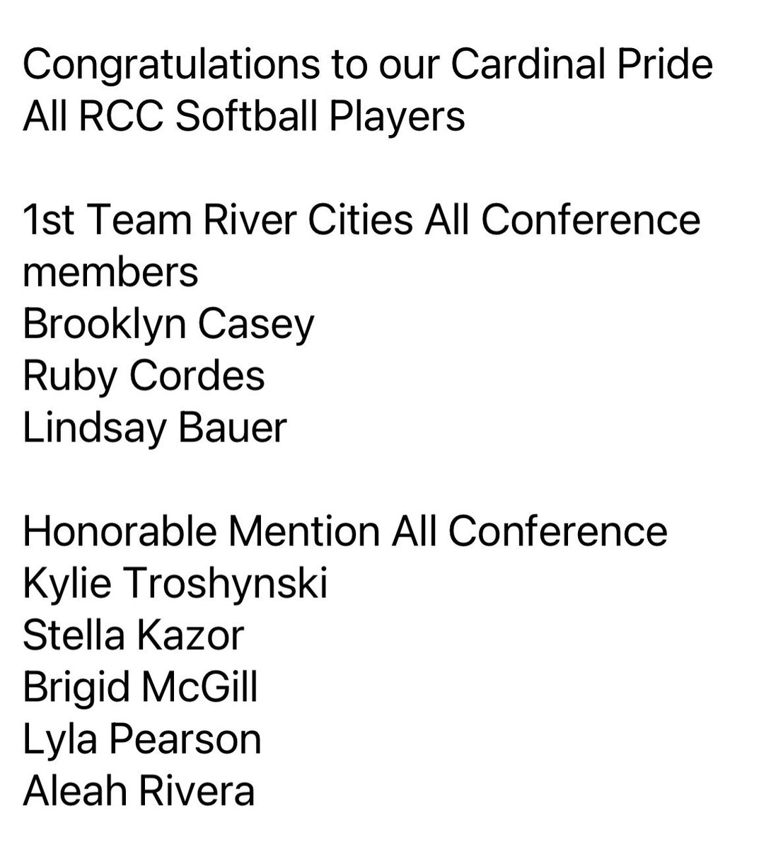 Congrats to our All Conference 🥎 Players! We are so proud of you all!