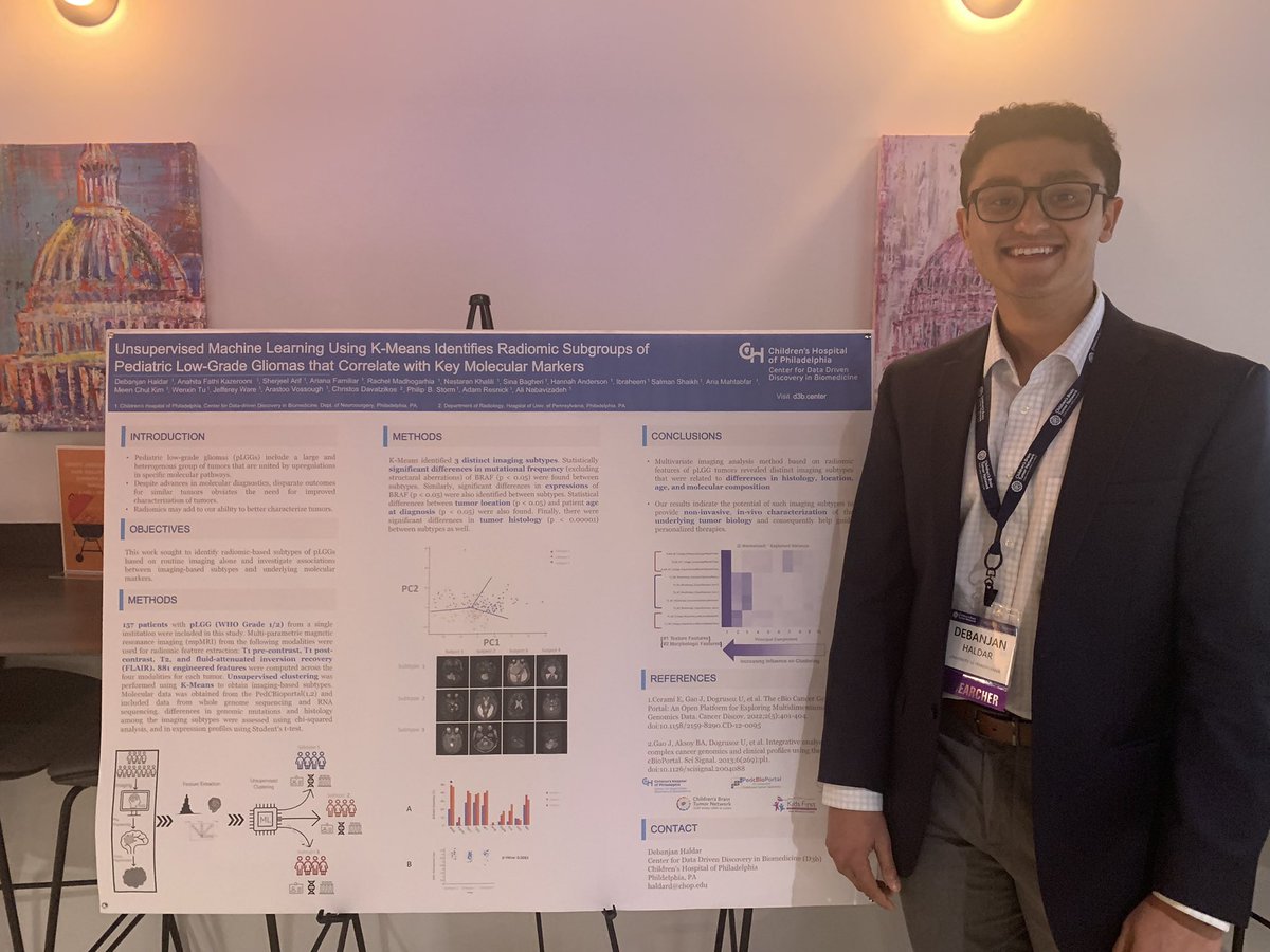 Ali Nabavizadeh (@ali_nabavizadeh) on Twitter photo Debanjan <a href="/DebanjanHaldar2/">Debanjan Haldar</a> from our lab <a href="/NeuroOncRadio/">BrainTumorImagingResearchGroup</a> is presenting a novel approach for radiomic clustering of pediatric LGG. Debanjan will leave us in a few months to start neurosurgery residency. <a href="/DebanjanHaldar2/">Debanjan Haldar</a> , your future residency program will be very lucky to have you. Debanjan <a href="/DebanjanHaldar2/">Debanjan Haldar</a> from our lab <a href="/NeuroOncRadio/">BrainTumorImagingResearchGroup</a> is presenting a novel approach for radiomic clustering of pediatric LGG. Debanjan will leave us in a few months to start neurosurgery residency. <a href="/DebanjanHaldar2/">Debanjan Haldar</a> , your future residency program will be very lucky to have you.