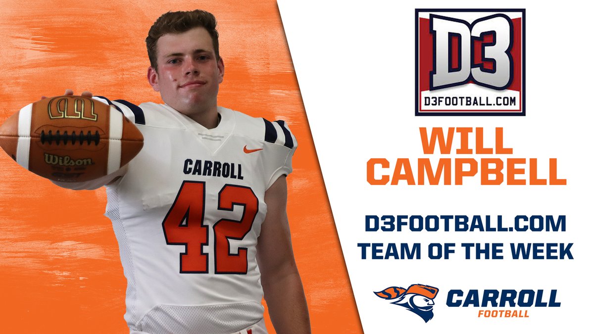 piofootball's tweet photo. Freshman LB Will Campbell makes a splash on this week's https://t.co/VqS183NXvl Team of the Week! 
#d3fb | #GoPios | #FAMILY https://t.co/z48uXaz9fF