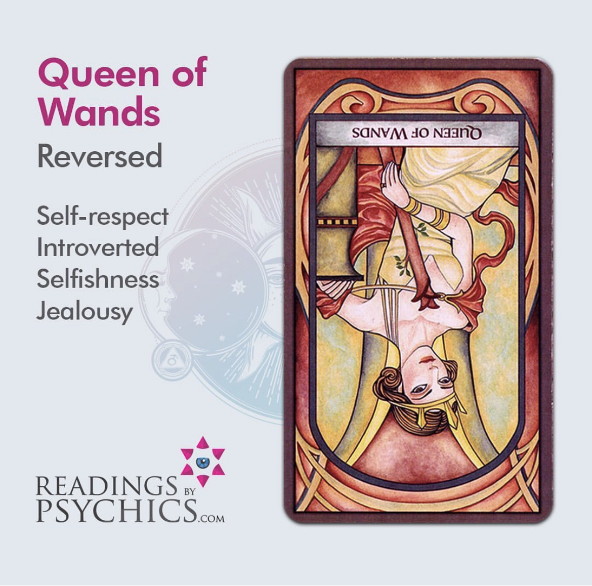 RBPsychics's tweet photo. Be selfish, put yourself first for a change. 

#queenofwandsreversed #dailyhoroscope #readingsbypsychics #dailypull #dailydraw #tarotreading https://t.co/RJrcLeDBOj