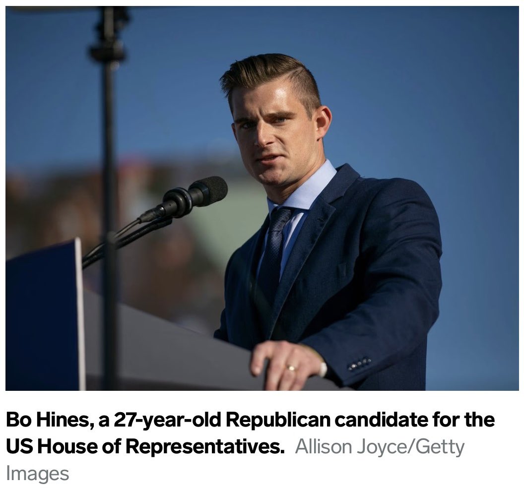 NotHoodlum's tweet photo. Trump-backed NC congressional candidate Bo Hines says he “can't afford to give up his salary.” But federal records show he has no salary, he doesn’t work. A trust fund is the only reported asset in Hines' financial disclosure. https://t.co/83sZZT4Fbk