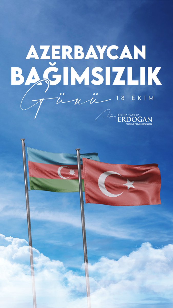 Can dostumuz, kardeşimiz, kader ortağımız Azerbaycan’ın 18 Ekim Bağımsızlık Günü’nü tebrik ediyor, tüm Azerbaycanlı kardeşlerime ülkem ve milletim adına selam ve muhabbetlerimi iletiyorum. 🇹🇷🇦🇿