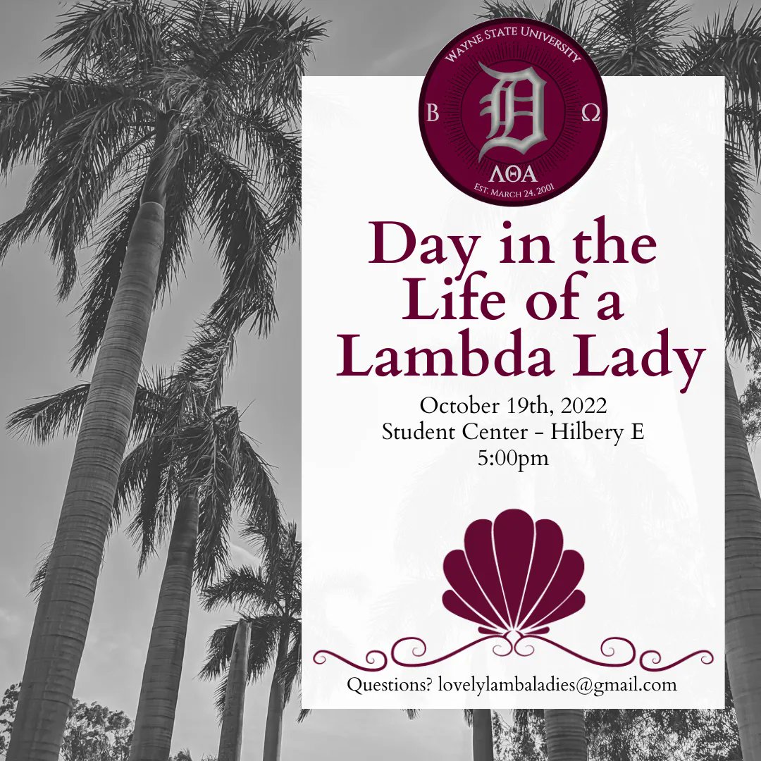LTA_BetaOmega's tweet photo. Interested in what it's like to be an LTA? Join us as we explain what it means to be a Lambda Lady and how we balance it all.
#WayneState #WayneStateUniversity https://t.co/mPdIEygl0m