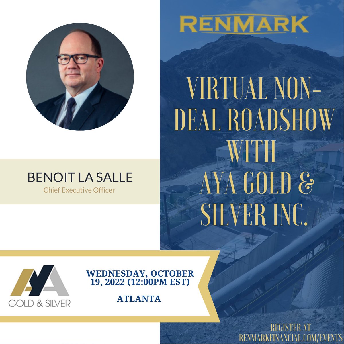 RenmarkMedia's tweet image. Are you ready for this VNDR? We are excited to announce that @AyaGoldSilver is back for a Virtual Non-Deal Roadshow tomorrow! #investing #miningstocks #Moroccomining #silver $AYA.TO

Be sure to sign up now! renmarkfinancial.com/events/renmark…