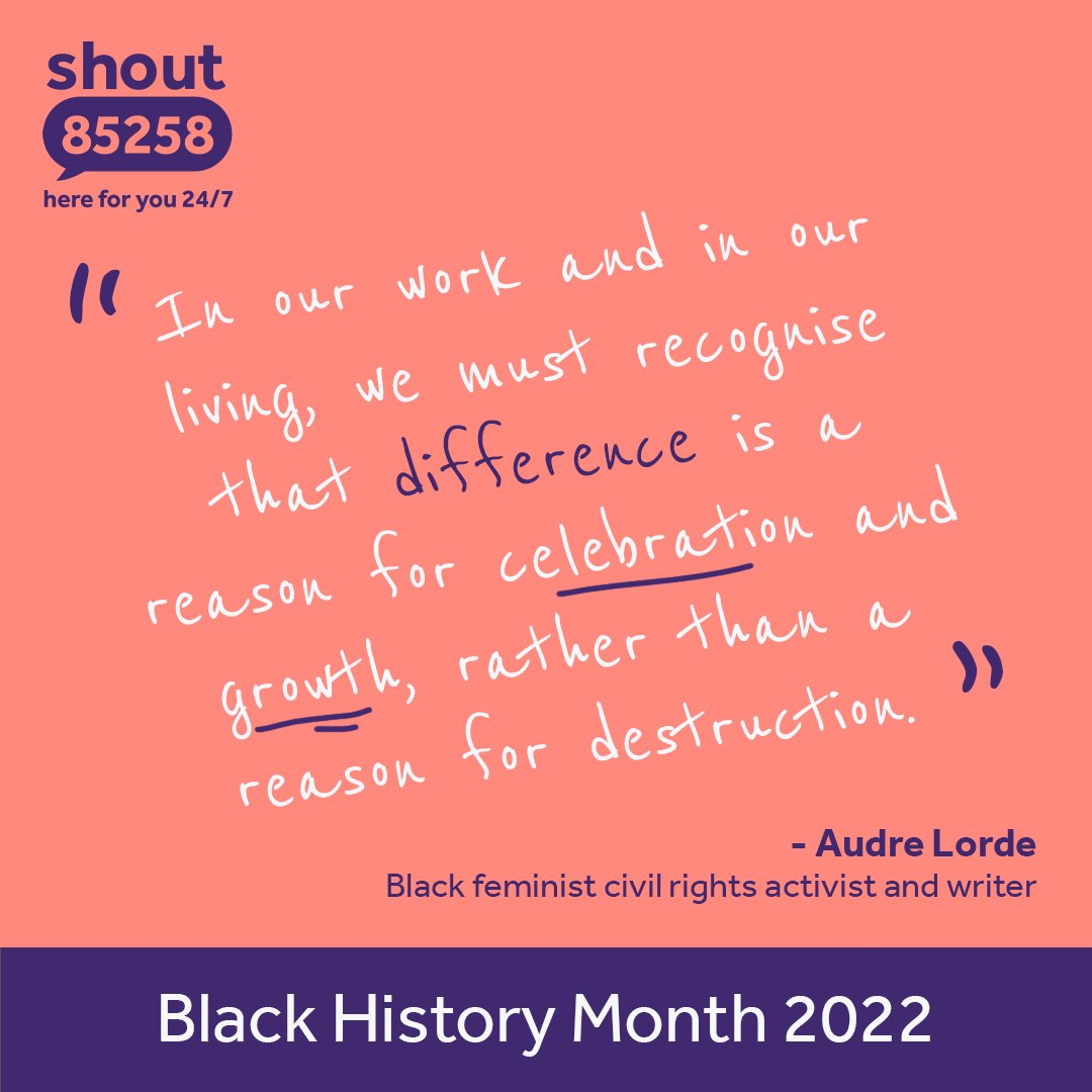 We're celebrating all of the Black people in our community, whether you're a texter, a volunteer or one of our staff members. If experience of racism is impacting your mental health, you don’t have to cope alone. Text SHOUT to 85258. We’re here for you 24/7 💙