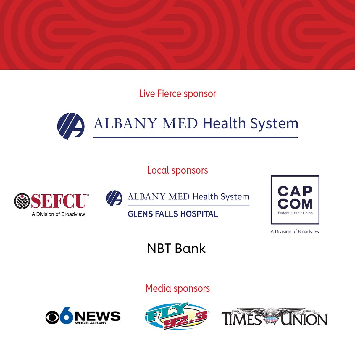 AHANewYork's tweet photo. We want to thank the sponsors of #CycleNation for leading the fight against stroke. Can't wait to see you all tonight, Oct. 18, at The Armory at @sage_edu! @AlbanyMed @SEFCU @CAP_COM_FCU @GlensFallsHosp @NBT_Bank @CBS6Albany @Fly923 @timesunion https://t.co/hqLKGidUHR