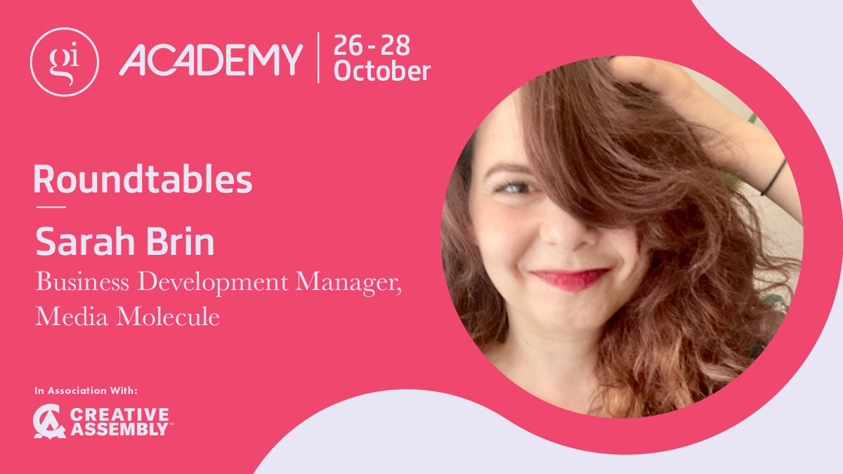 We would like to welcome <a href="/sarah_brin/">Sarah Brin</a> Business Development Manager from <a href="/mediamolecule/">Media Molecule</a> to #GiAcademy on 28th Oct at 2pm for a roundtable to take your questions! 

Register for free: eepurl.com/h8Z15X